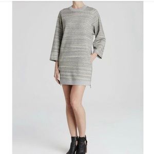 Vince Gray Side Zippers Sweatshirt Tunic Dress Size XS NWOT